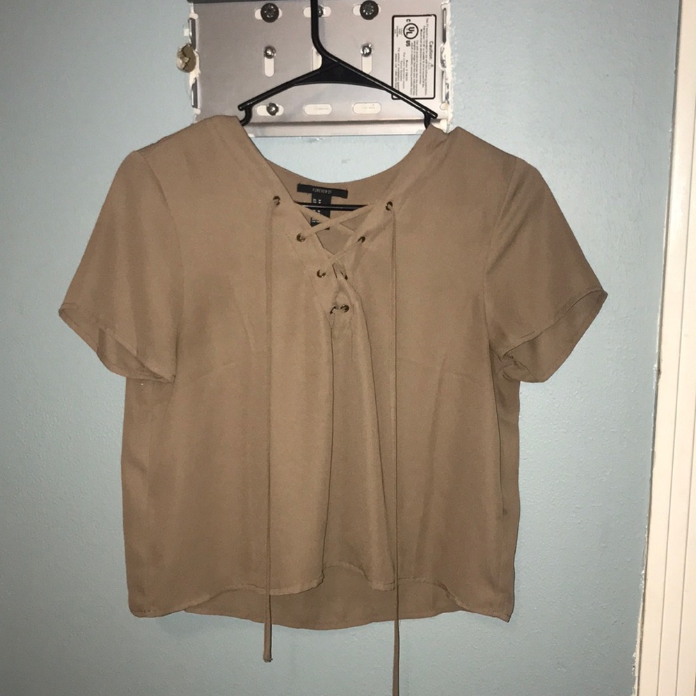 Brown tied shirt